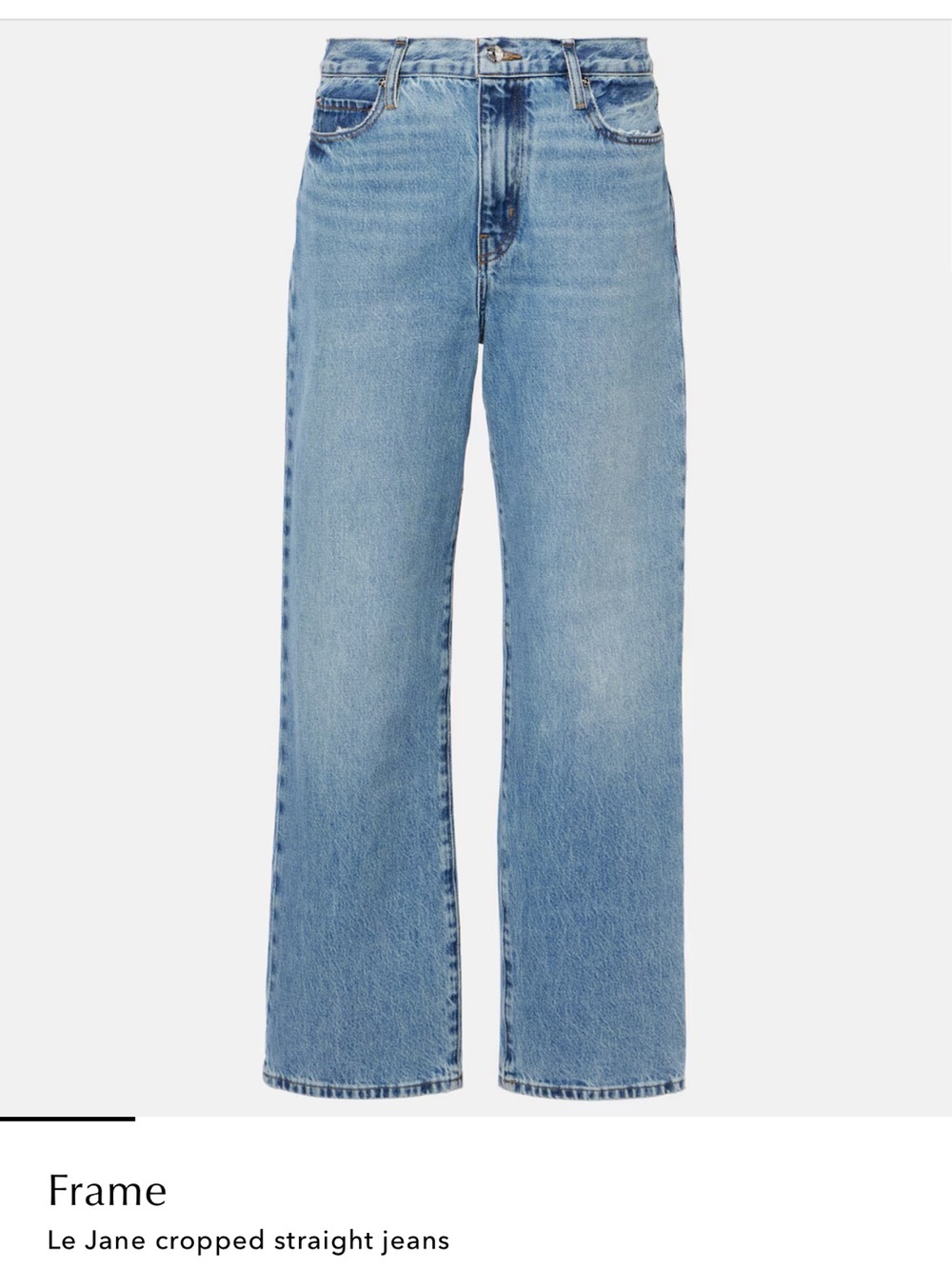Frame Denim Le Jane Cropped Straight Jeans — Medium Wash Blue